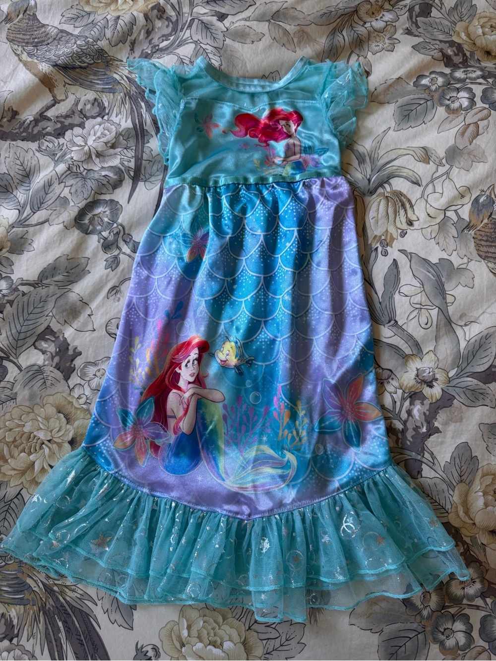 NWOT Disney Princess Girls' Ariel Mermaid Nightgown Dress Teal & Purple 3T